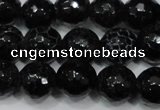 CAG4658 15.5 inches 8mm faceted round fire crackle agate beads