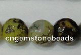 CAG4663 15.5 inches 10mm faceted round fire crackle agate beads