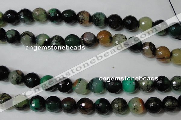 CAG4664 15.5 inches 10mm faceted round fire crackle agate beads