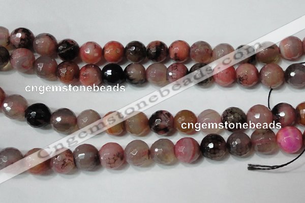 CAG4665 15.5 inches 10mm faceted round fire crackle agate beads