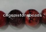 CAG4668 15.5 inches 10mm faceted round fire crackle agate beads