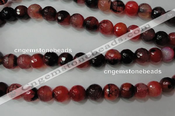 CAG4668 15.5 inches 10mm faceted round fire crackle agate beads