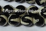 CAG4675 15.5 inches 14mm faceted round tibetan agate beads wholesale