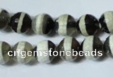 CAG4677 15.5 inches 10mm faceted round tibetan agate beads wholesale