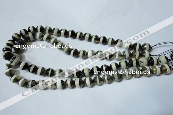 CAG4677 15.5 inches 10mm faceted round tibetan agate beads wholesale