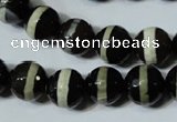 CAG4678 15.5 inches 12mm faceted round tibetan agate beads wholesale