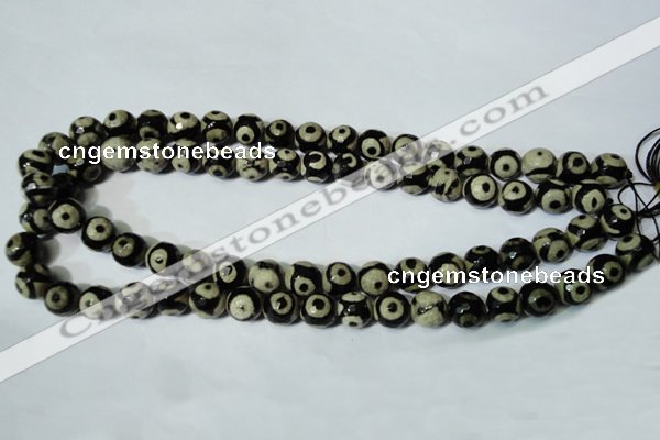 CAG4680 15.5 inches 10mm faceted round tibetan agate beads wholesale