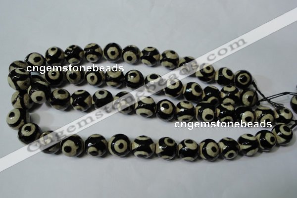 CAG4682 15.5 inches 14mm faceted round tibetan agate beads wholesale