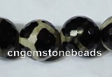 CAG4685 15.5 inches 18mm faceted round tibetan agate beads wholesale