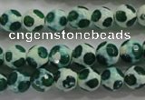 CAG4690 15 inches 8mm faceted round tibetan agate beads wholesale