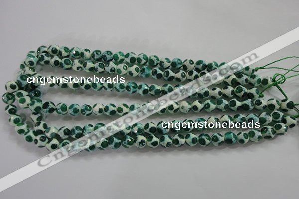 CAG4690 15 inches 8mm faceted round tibetan agate beads wholesale