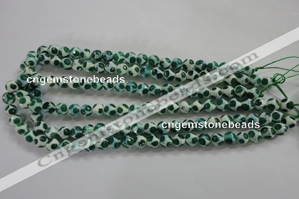 CAG4690 15 inches 8mm faceted round tibetan agate beads wholesale