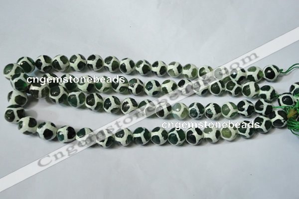 CAG4692 15.5 inches 12mm faceted round tibetan agate beads wholesale