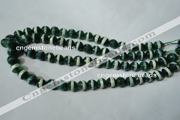 CAG4696 15.5 inches 10mm faceted round tibetan agate beads wholesale