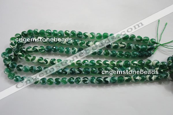 CAG4698 15.5 inches 8mm faceted round tibetan agate beads wholesale