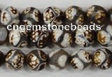 CAG4708 15 inches 10mm faceted round tibetan agate beads wholesale