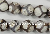 CAG4710 15 inches 14mm faceted round tibetan agate beads wholesale