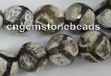 CAG4711 15 inches 16mm faceted round tibetan agate beads wholesale