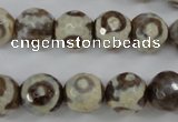 CAG4715 15 inches 10mm faceted round tibetan agate beads wholesale