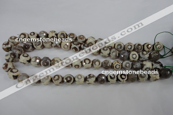 CAG4715 15 inches 10mm faceted round tibetan agate beads wholesale