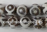 CAG4716 15 inches 14mm faceted round tibetan agate beads wholesale