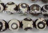 CAG4717 15 inches 16mm faceted round tibetan agate beads wholesale