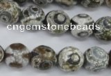 CAG4720 15 inches 14mm faceted round tibetan agate beads wholesale