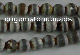 CAG4722 15 inches 6mm faceted round tibetan agate beads wholesale