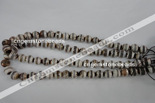 CAG4724 15 inches 10mm faceted round tibetan agate beads wholesale