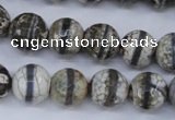 CAG4725 15 inches 12mm faceted round tibetan agate beads wholesale