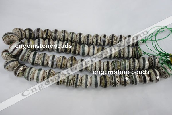 CAG4728 15 inches 12*16mm faceted rondelle tibetan agate beads wholesale