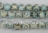 CAG4730 15 inches 8mm faceted round tibetan agate beads wholesale