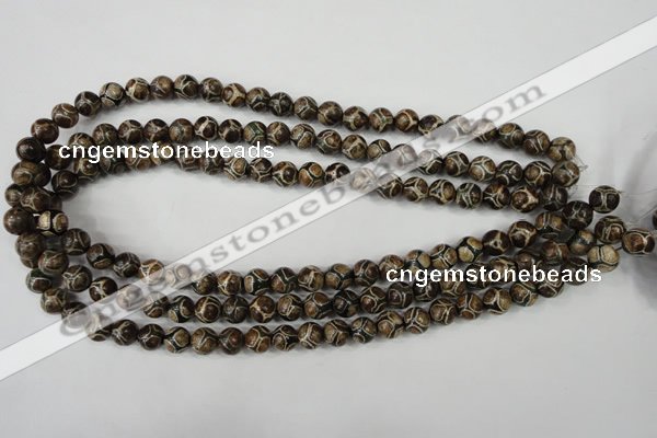 CAG4735 15 inches 8mm round tibetan agate beads wholesale