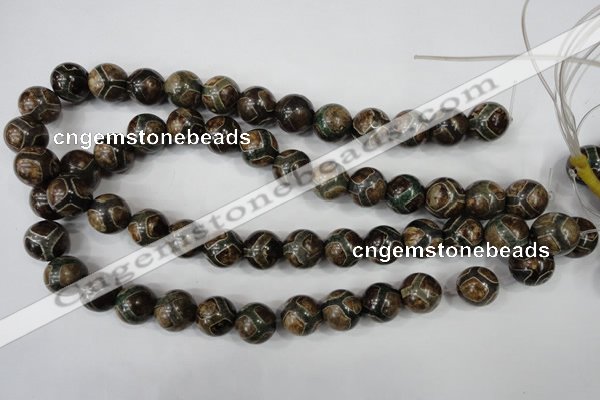 CAG4738 15 inches 14mm round tibetan agate beads wholesale