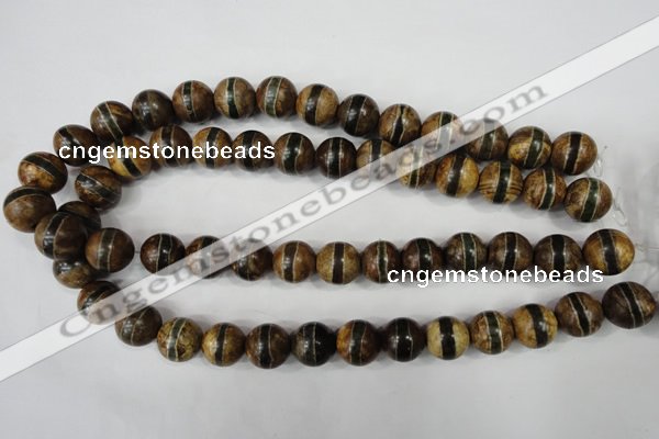 CAG4744 15 inches 14mm round tibetan agate beads wholesale