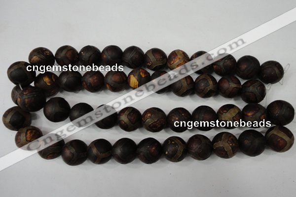 CAG4768 15 inches 16mm round tibetan agate beads wholesale