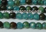 CAG4785 15.5 inches 4mm faceted round fire crackle agate beads