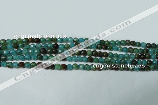 CAG4785 15.5 inches 4mm faceted round fire crackle agate beads