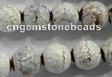 CAG4788 15.5 inches 14mm faceted round fire crackle agate beads