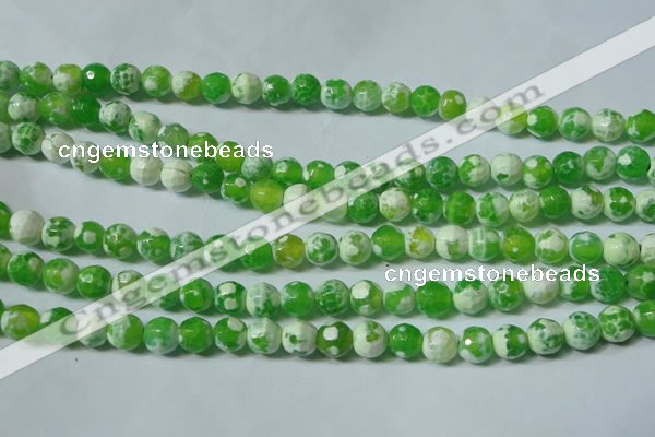 CAG4790 15.5 inches 6mm faceted round fire crackle agate beads