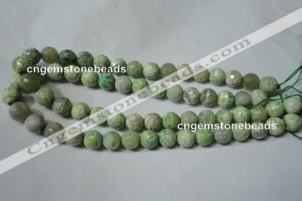 CAG4792 15.5 inches 12mm faceted round fire crackle agate beads