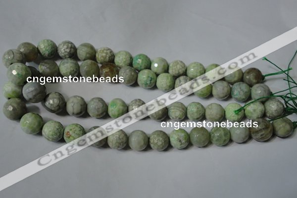 CAG4793 15.5 inches 14mm faceted round fire crackle agate beads