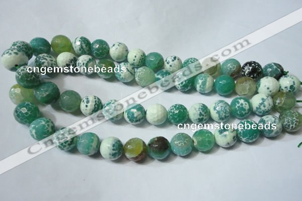 CAG4795 15.5 inches 14mm faceted round fire crackle agate beads