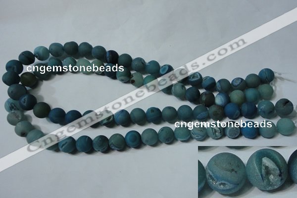 CAG4799 15.5 inches 10mm round matte druzy agate beads wholesale