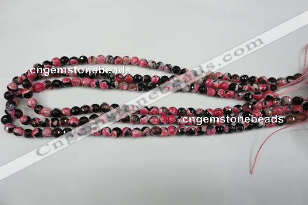 CAG4801 15 inches 6mm faceted round fire crackle agate beads