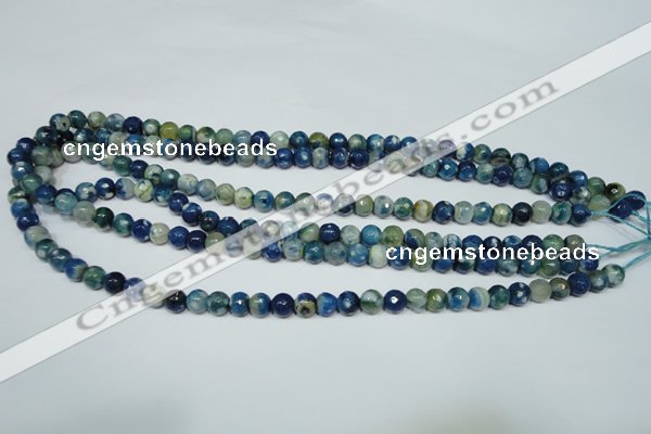 CAG4805 15 inches 6mm faceted round fire crackle agate beads