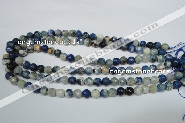 CAG4806 15 inches 8mm faceted round fire crackle agate beads