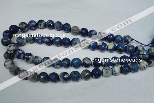 CAG4808 15 inches 12mm faceted round fire crackle agate beads