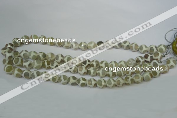 CAG4816 15 inches 10mm faceted round tibetan agate beads wholesale