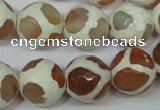 CAG4819 15 inches 14mm faceted round tibetan agate beads wholesale